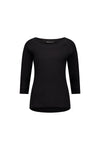 Boat Neck 3/4 Sleeve Top - Black - VASSALLI Top NZ LUMA