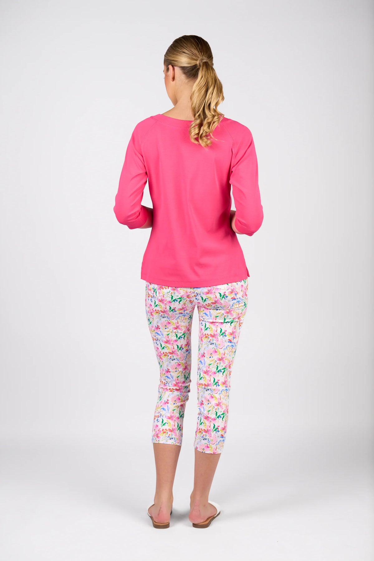 Boat Neck 3/4 Sleeve Top - Fuchsia - VASSALLI Top NZ LUMA