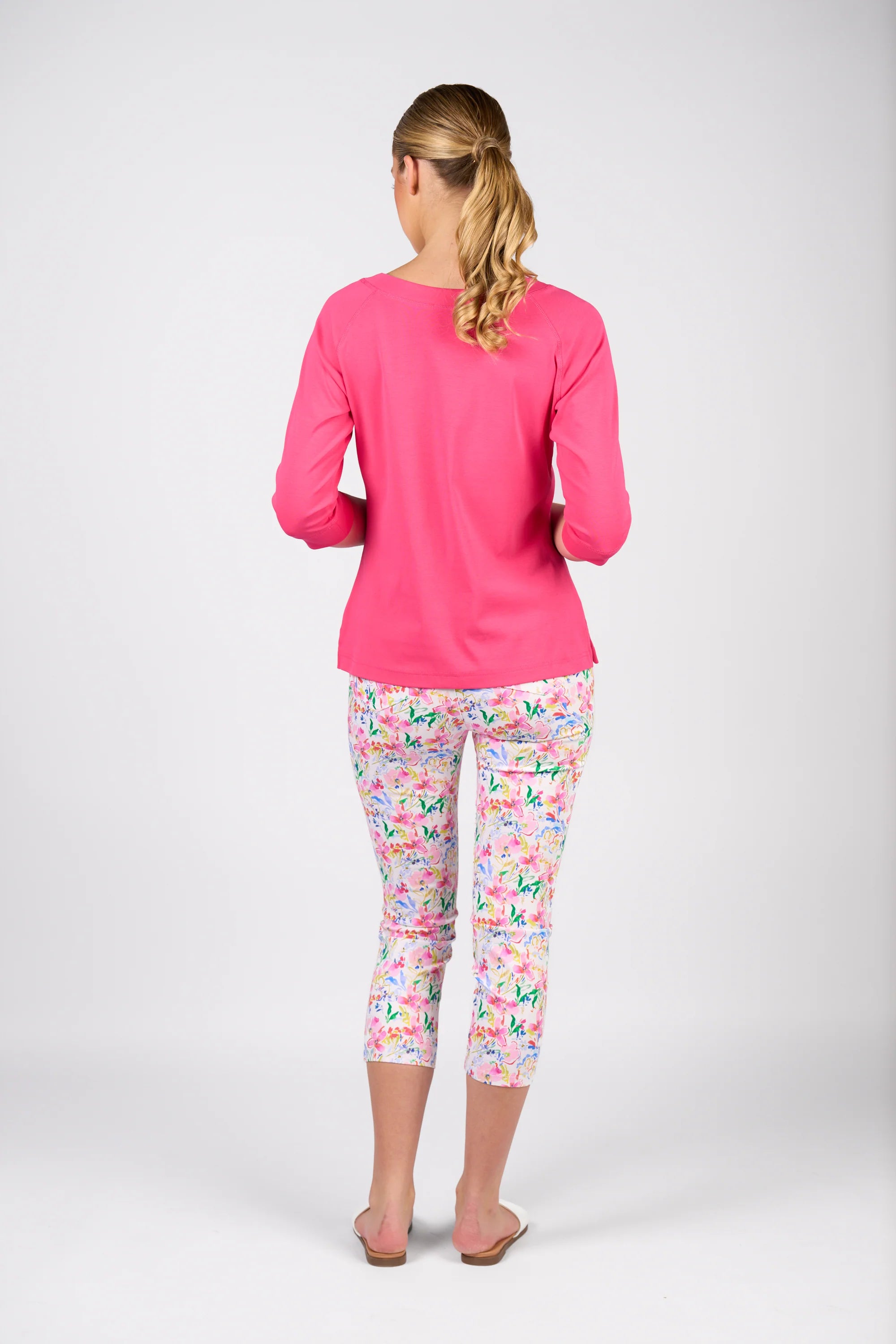 Boat Neck 3/4 Sleeve Top - Fuchsia - VASSALLI Top NZ LUMA