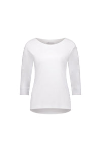 Boat Neck 3/4 Sleeve Top - White - VASSALLI Top NZ LUMA