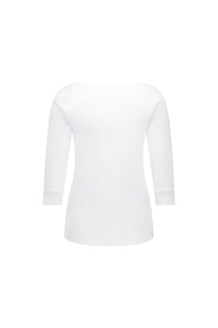 Boat Neck 3/4 Sleeve Top - White - VASSALLI Top NZ LUMA