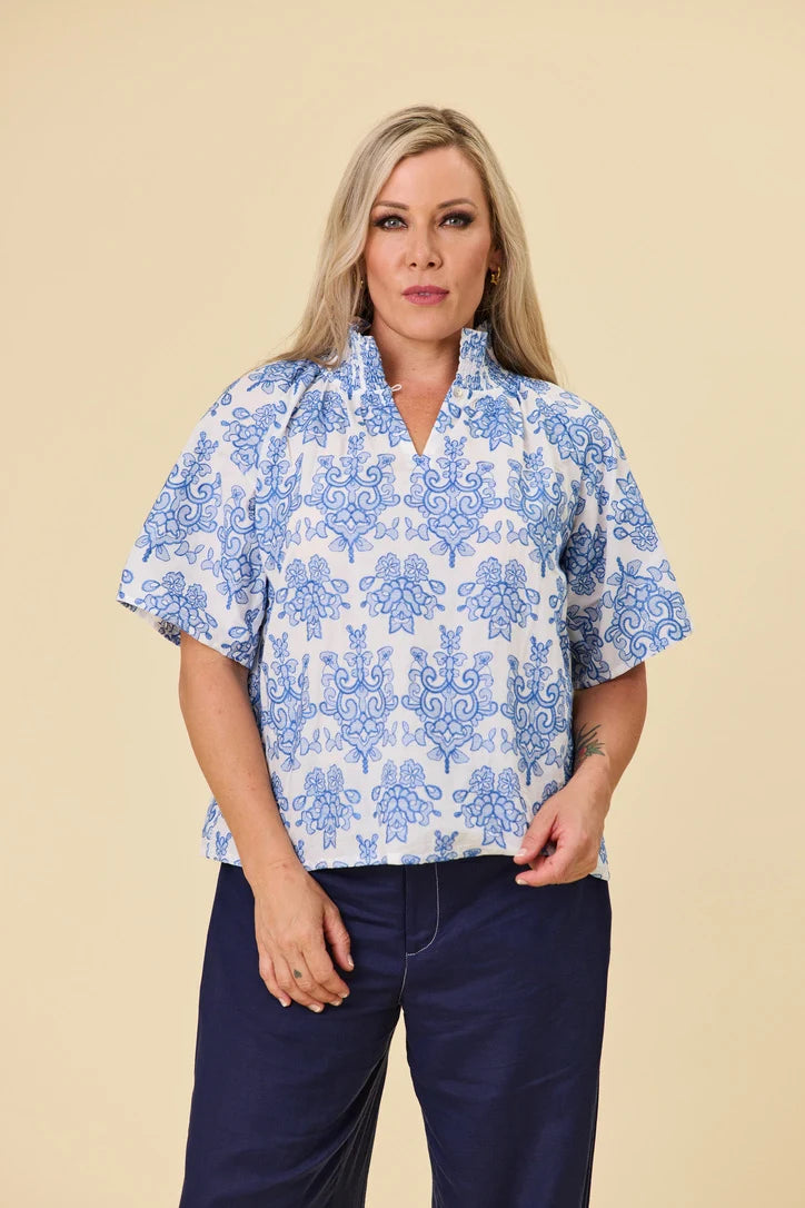 LIBERTINE - Dylan Blouse - Cornflower Embroidery