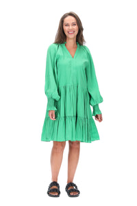 Alexia Floaty Dress Cotton - Green - CHARLO