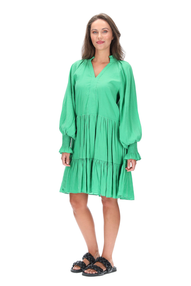 Alexia Floaty Dress Cotton - Green - CHARLO