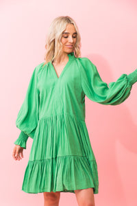 Alexia Floaty Dress Cotton - Green - CHARLO