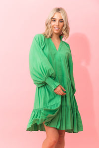 Alexia Floaty Dress Cotton - Green - CHARLO