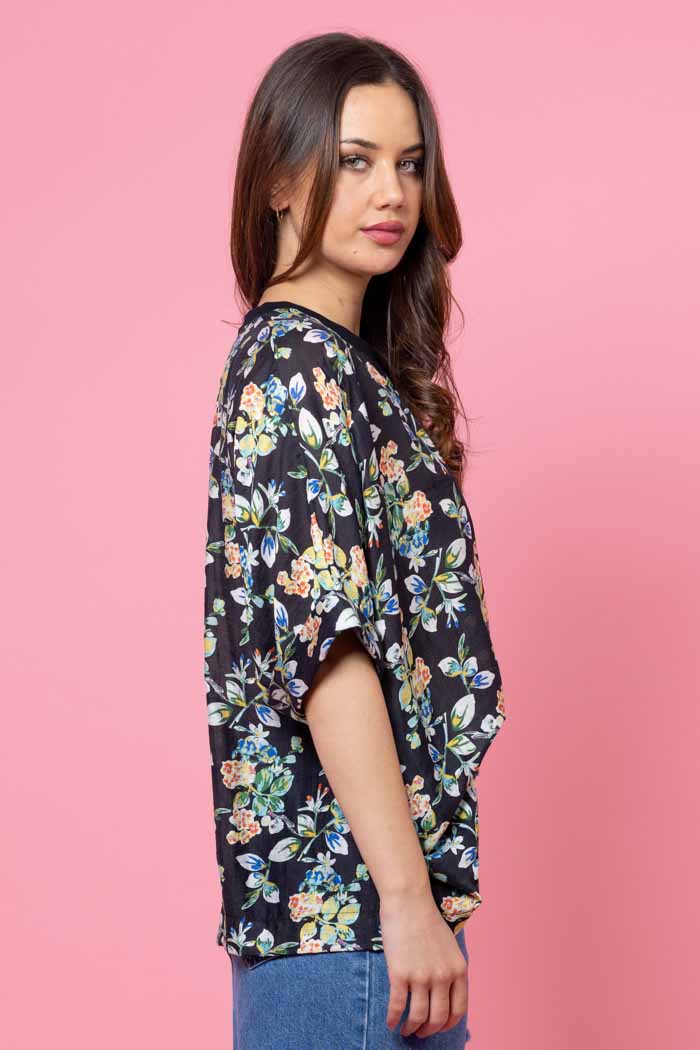Lola Swing Top - Black Floral- CHARLO Top NZ LUMA