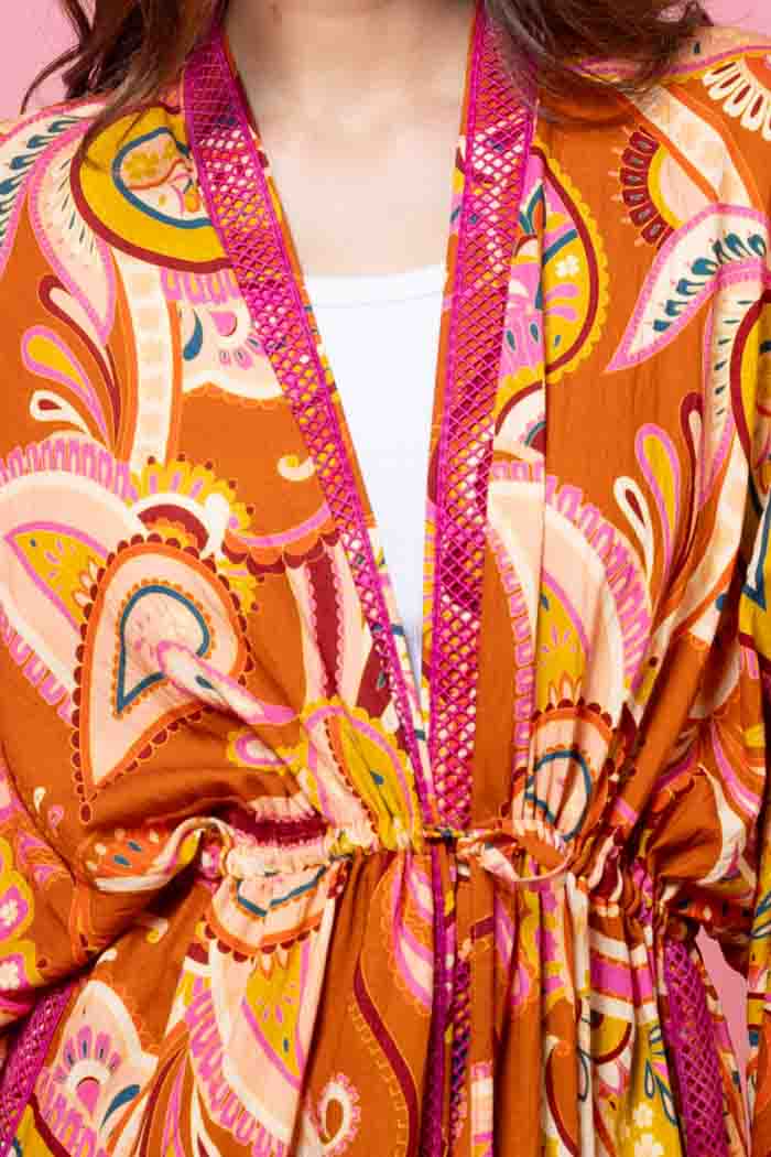 Livi Kimono - Rust Paisley- CHARLO Top NZ LUMA