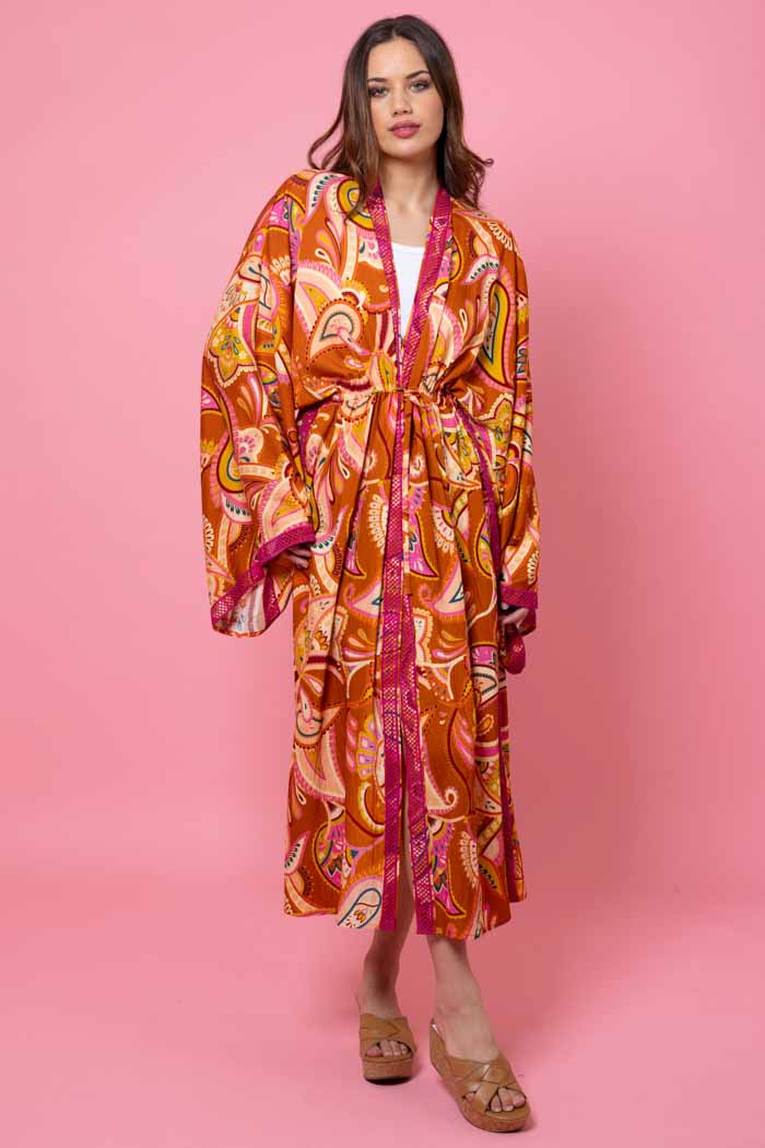 Livi Kimono - Rust Paisley- CHARLO Top NZ LUMA