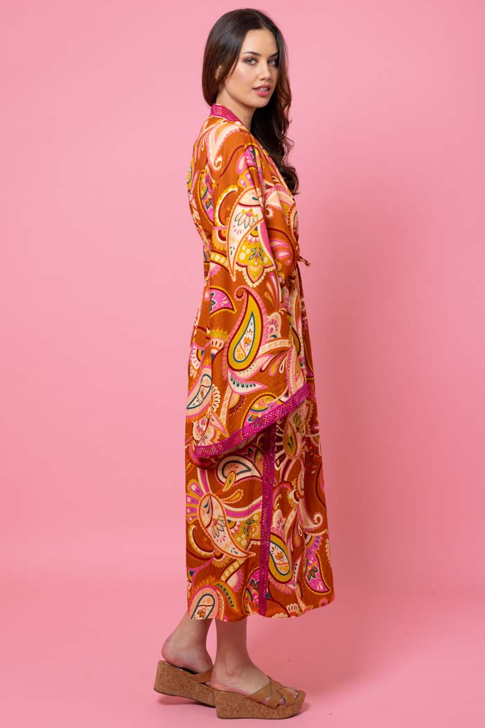 Livi Kimono - Rust Paisley- CHARLO Top NZ LUMA