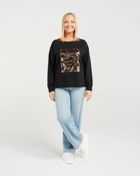 Calla T-Shirt - Black - ZAFINA TOPS NZ LUMA