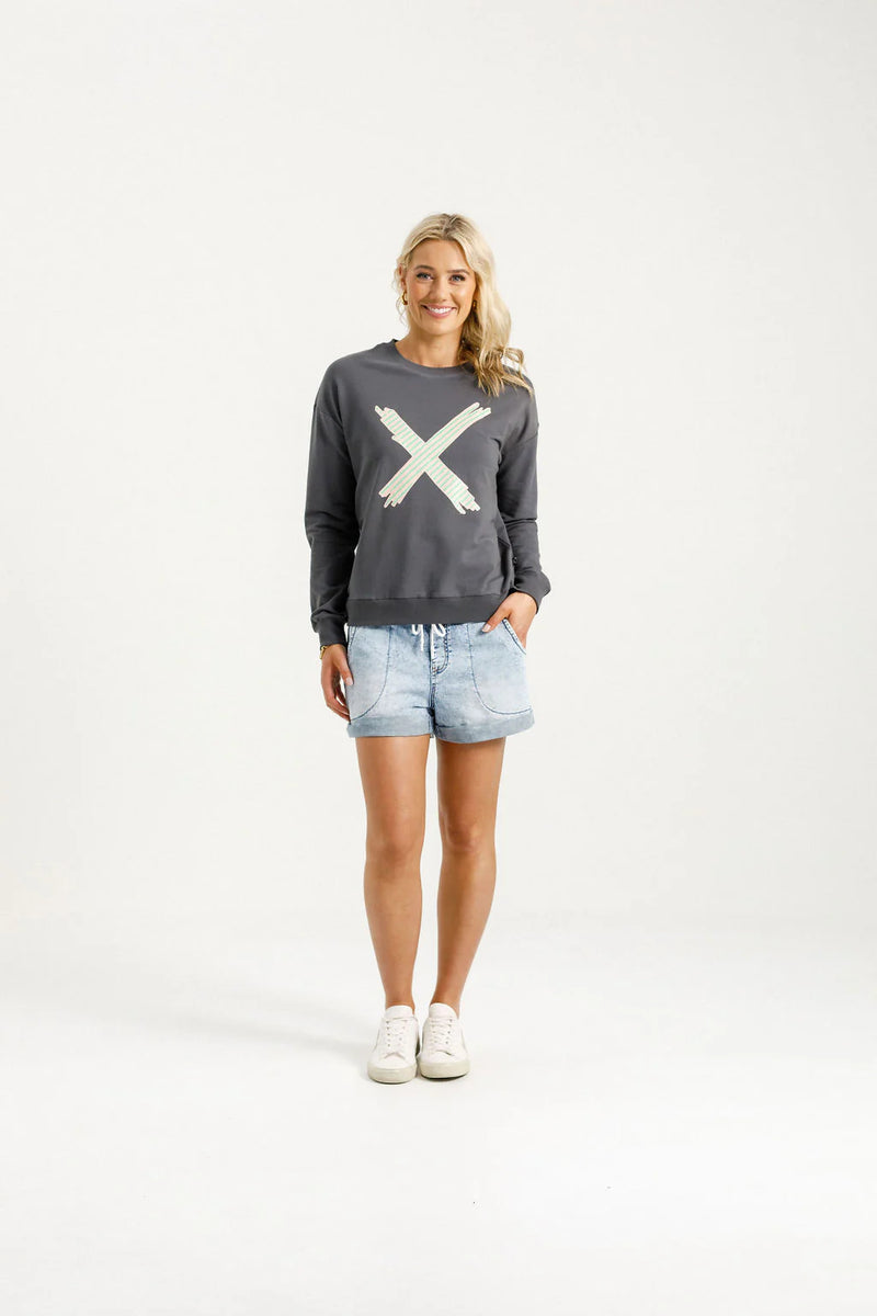 Camilla Crew - Graphite w Candy Apple X - HOME LEE Top NZ LUMA
