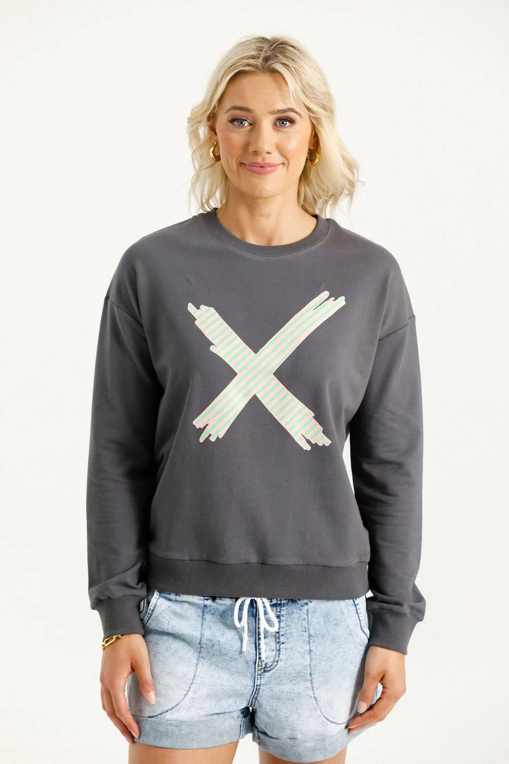 Camilla Crew - Graphite w Candy Apple X - HOME LEE Top NZ LUMA