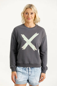 Camilla Crew - Graphite w Candy Apple X - HOME LEE Top NZ LUMA