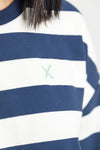 Camilla Crew - Indigo Blue Stripe w Mini X - HOME LEE Top NZ LUMA