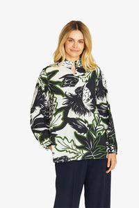 Camille Long Sleeve Blouse - Abstract Floral - PING PONG Top NZ LUMA