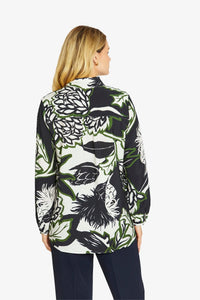 Camille Long Sleeve Blouse - Abstract Floral - PING PONG Top NZ LUMA