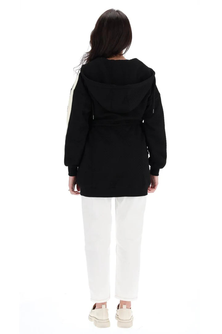 Camryn Hooded Sweater - Black - CHARLO Jacket NZ LUMA