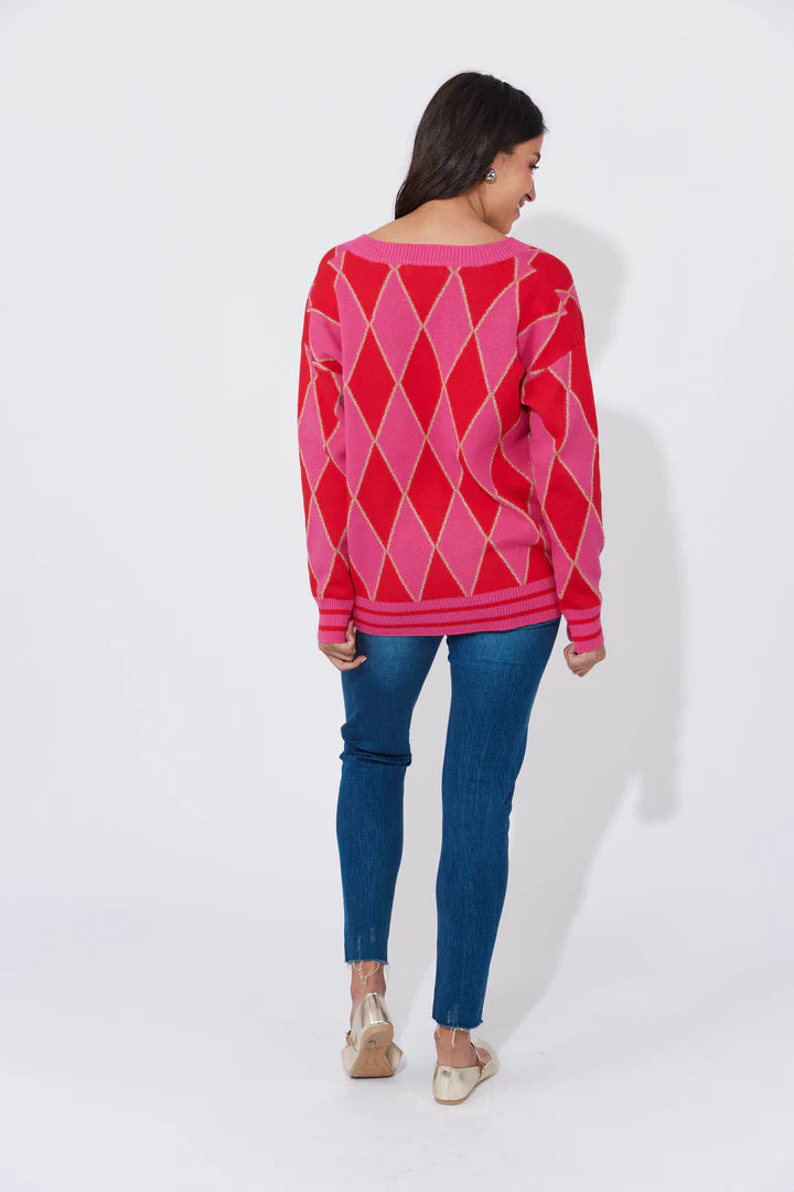 Casablanca Lurex Cardigan - Chilli Pink - HAVEN