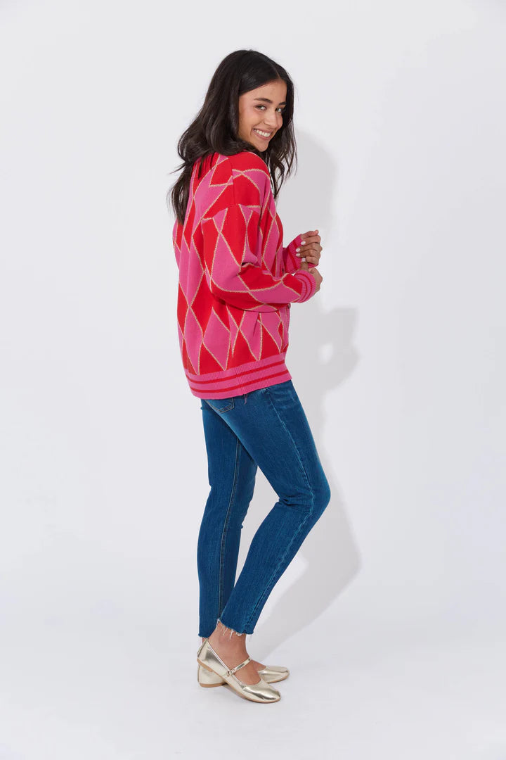 Casablanca Lurex Cardigan - Chilli Pink - HAVEN