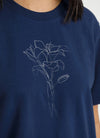 Chris Tee - Indigo Blue w Tonal Floral Print - HOME LEE Top NZ LUMA