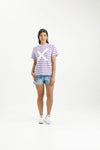 Chris Tee Orchid Stripe w White Cross - HOME LEE Top NZ LUMA