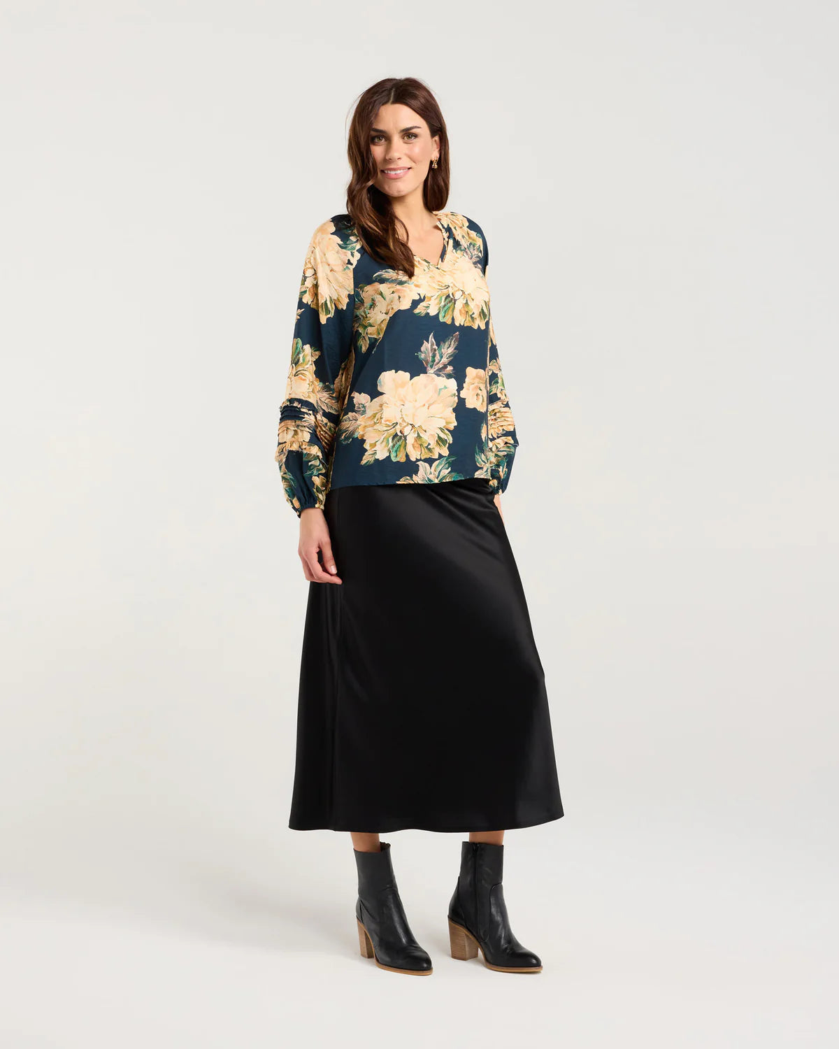 Christie Frill Neck Top - Blackstone TOPS NZ LUMA