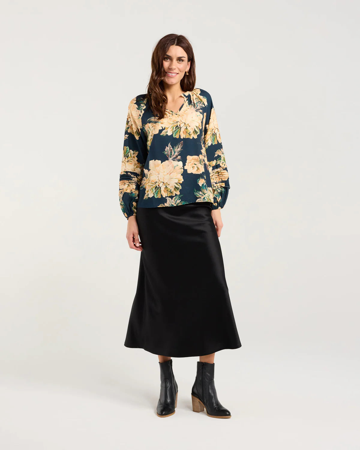 Christie Frill Neck Top - Blackstone TOPS NZ LUMA