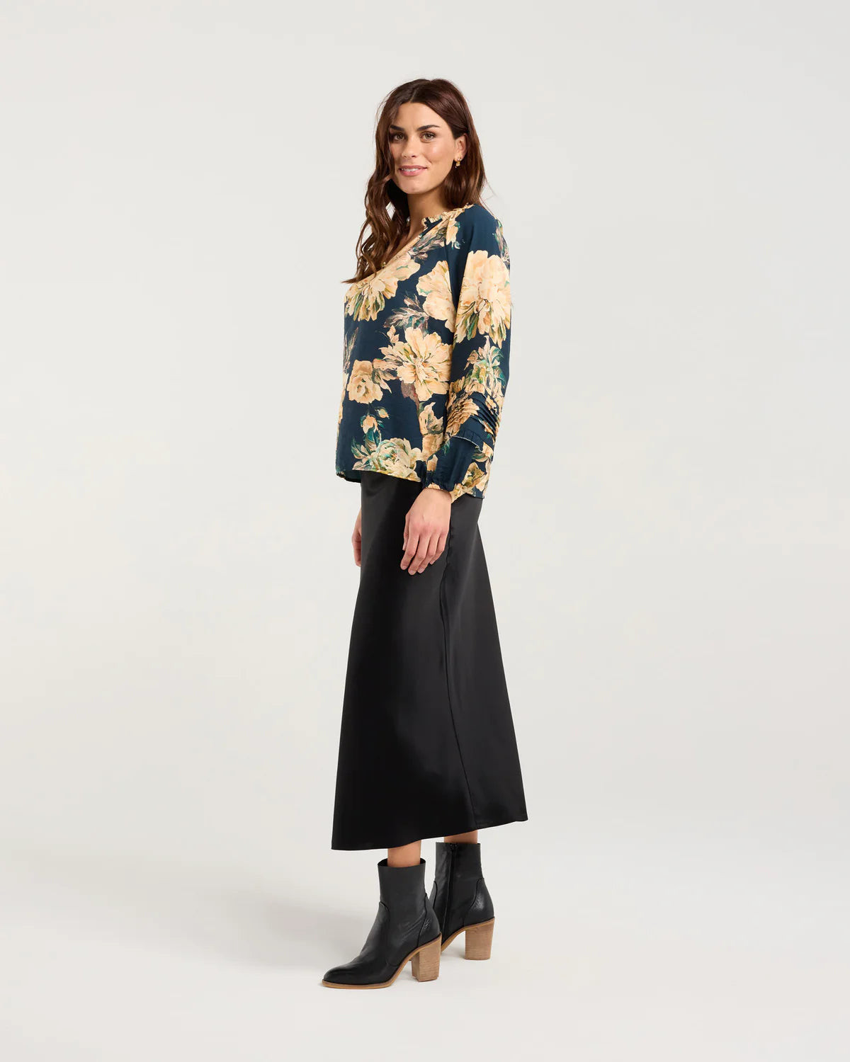 Christie Frill Neck Top - Blackstone TOPS NZ LUMA