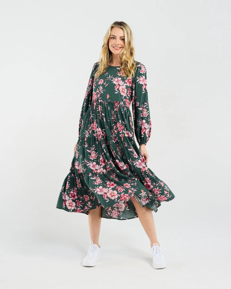 Cindy Tiered Dress - Spruce Floral - BLACKSTONE Dress NZ LUMA