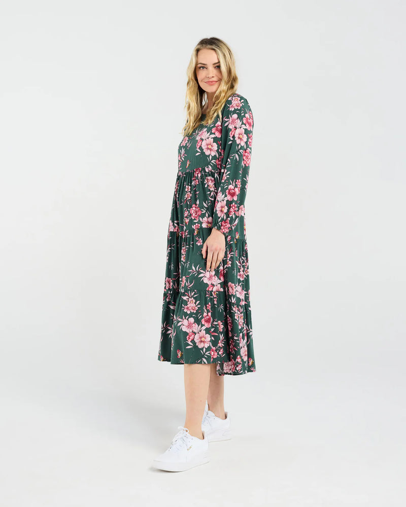 Cindy Tiered Dress - Spruce Floral - BLACKSTONE Dress NZ LUMA