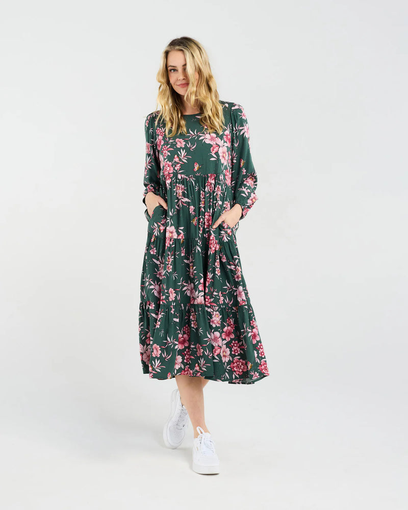 Cindy Tiered Dress - Spruce Floral - BLACKSTONE Dress NZ LUMA