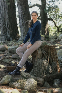 Collarless Cable Jacket - Ink Denim - VASSALLI Jacket NZ LUMA