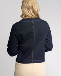 Collarless Cable Jacket - Ink Denim - VASSALLI Jacket NZ LUMA