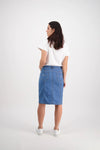 Contrast Stitch Denim Skirt - Light Denim - VASSALLI Skirt NZ LUMA