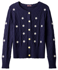Daisy Embroidered Cable Knit Cardigan - JOE BROWNS