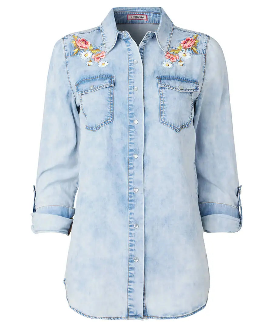 Daisy Embroidered Denim Shirt - JOE BROWNS (Copy)