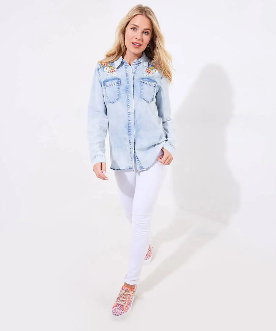 Daisy Embroidered Denim Shirt - JOE BROWNS (Copy)