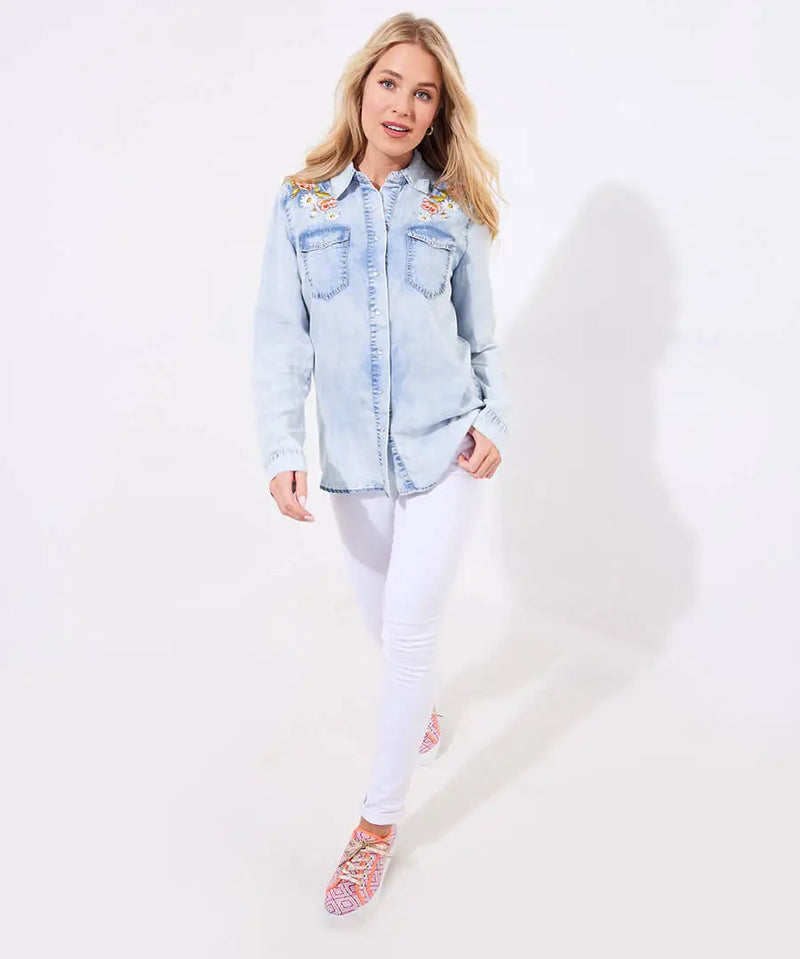 Daisy Embroidered Denim Shirt - JOE BROWNS (Copy)