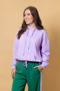 Dayna Embossed Hoodie - Lilac - CHARLO Top NZ LUMA