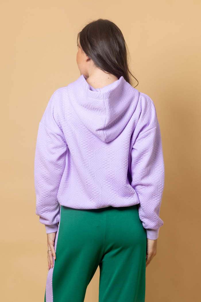 Dayna Embossed Hoodie - Lilac - CHARLO Top NZ LUMA