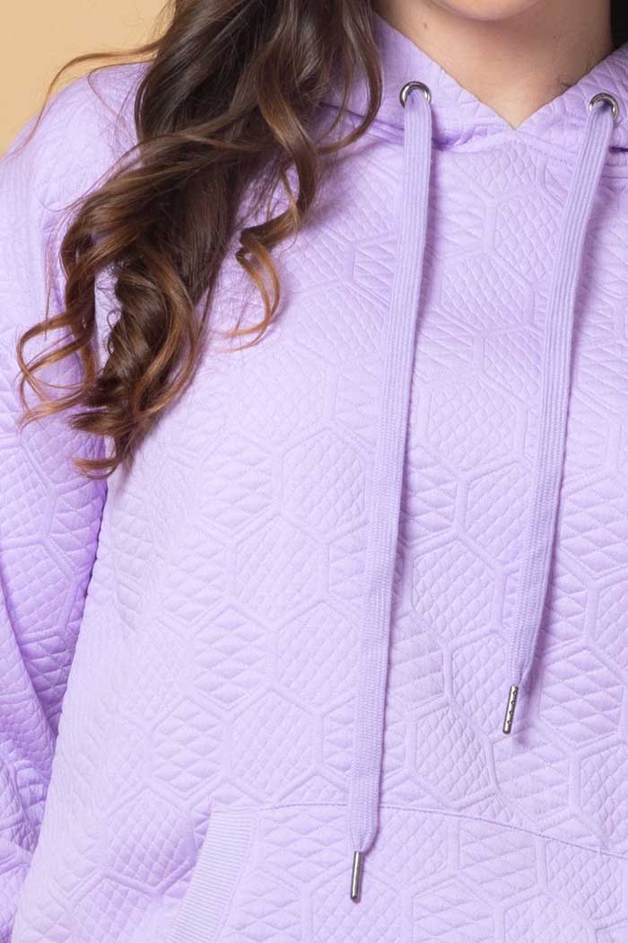 Dayna Embossed Hoodie - Lilac - CHARLO Top NZ LUMA