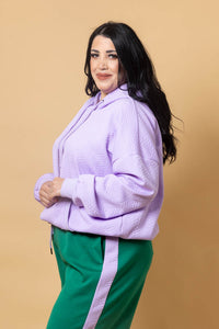 Dayna Embossed Hoodie - Lilac - CHARLO Top NZ LUMA
