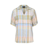 Drop Shoulder Shirt Rounded Hem - Blue Check - VASSALLI
