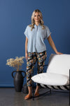 Drop Shoulder Tencel Shirt Con. Pocket Trim - Chambray - VASSALLI