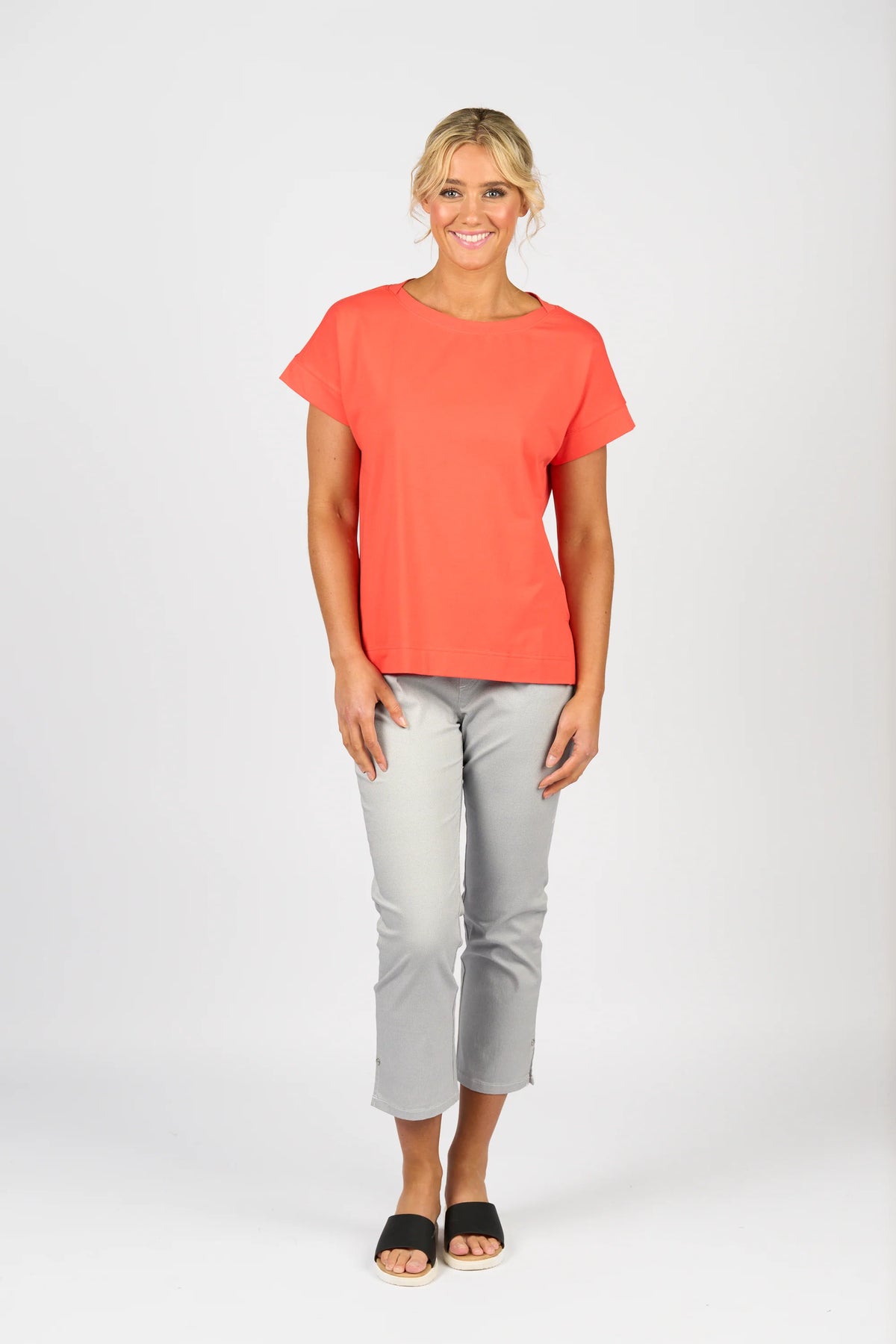 Drop Sleeve Top Stepped Hem - Aperol - VASSALLI Top NZ LUMA