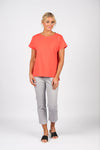 Drop Sleeve Top Stepped Hem - Aperol - VASSALLI Top NZ LUMA