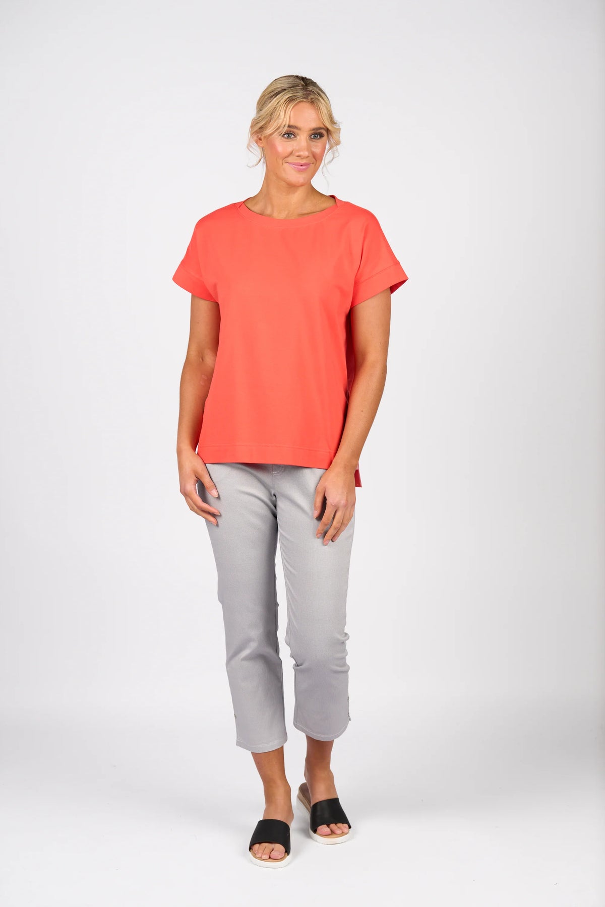 Drop Sleeve Top Stepped Hem - Aperol - VASSALLI Top NZ LUMA