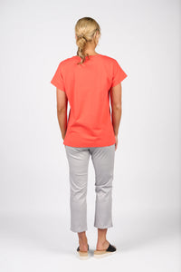 Drop Sleeve Top Stepped Hem - Aperol - VASSALLI Top NZ LUMA