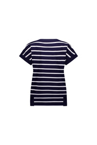 Drop Sleeve Top Stepped Hem - Ink/White Stripe - VASSALLI Top NZ LUMA